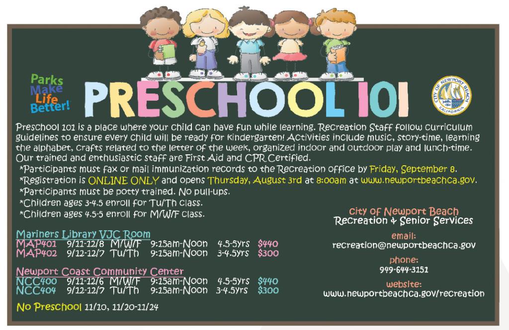 Fall Reg 2017 Preschool 101