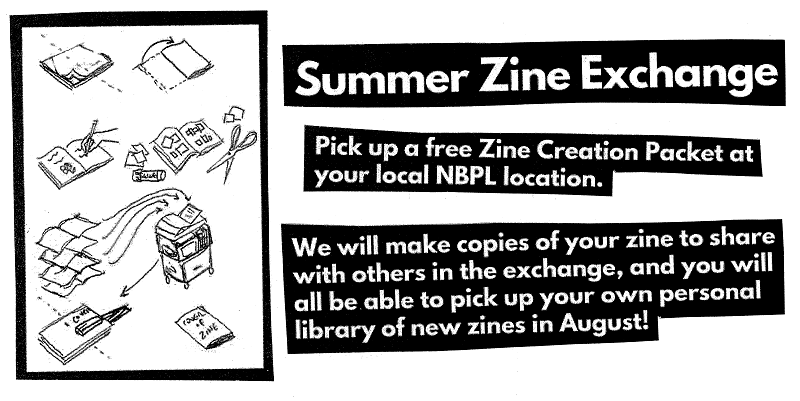 summer zine exchange information with image of copy machine