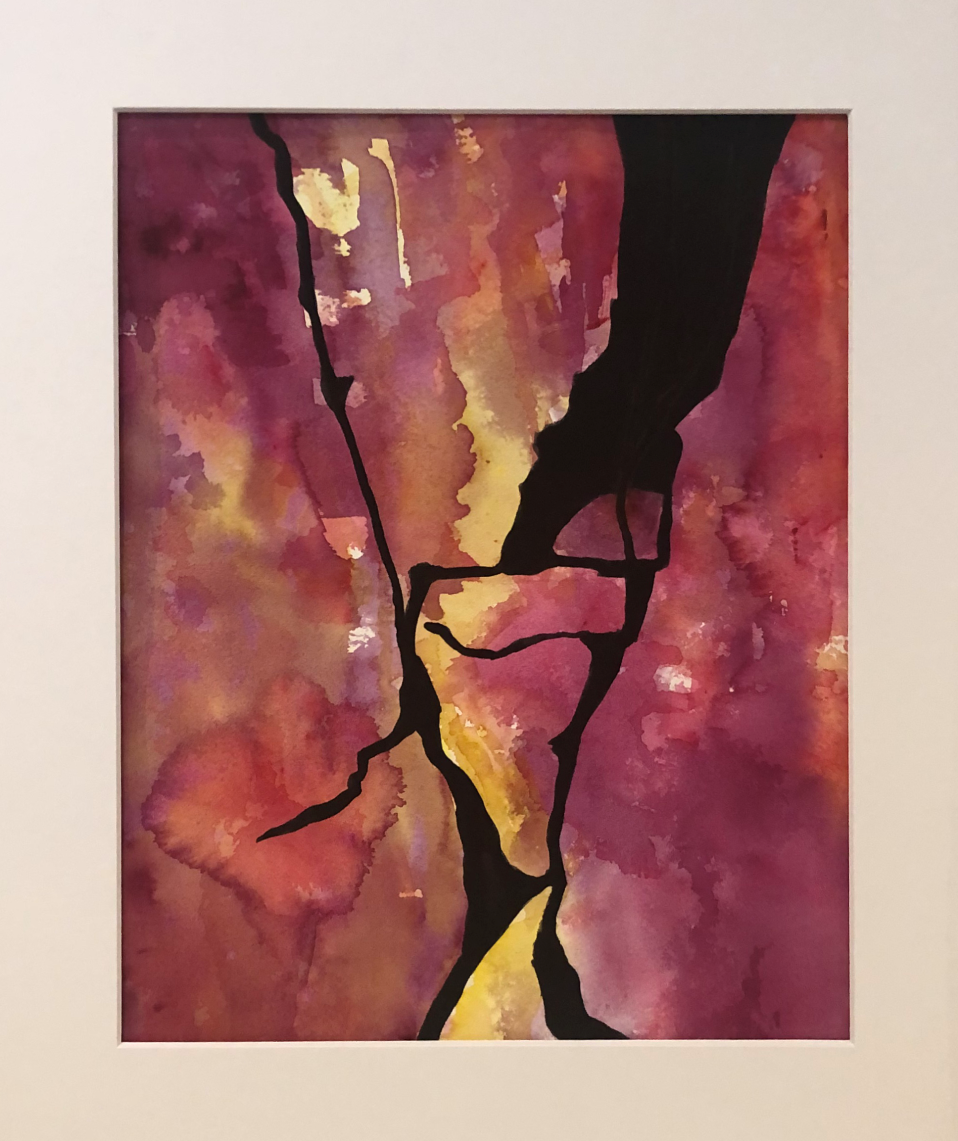 Painting by Liberty Dickinson, abstract red and yellow painting