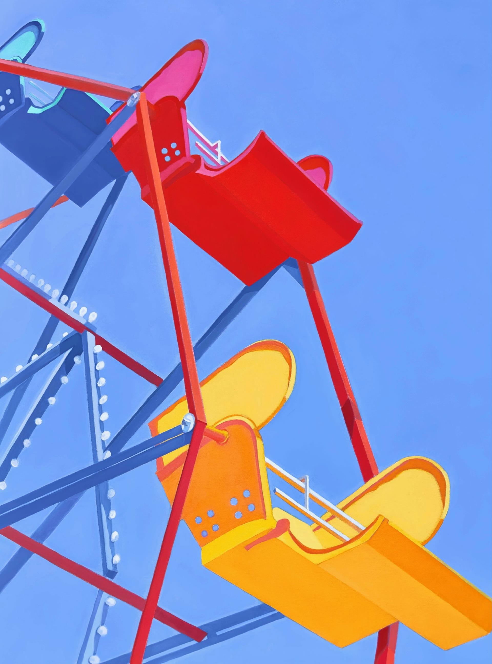 Brightly colored image of the Balboa Ferris Wheel - Art by Joan Gladstone