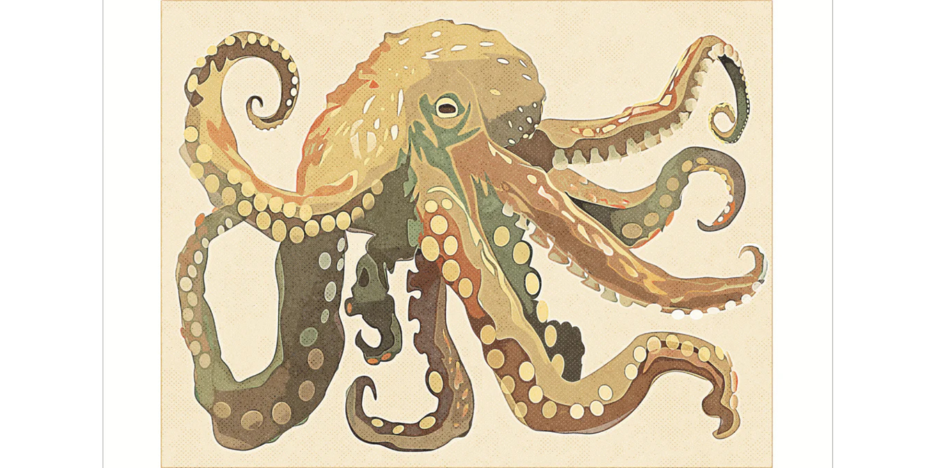 Artwork by Joe Cladis of a brown octopus