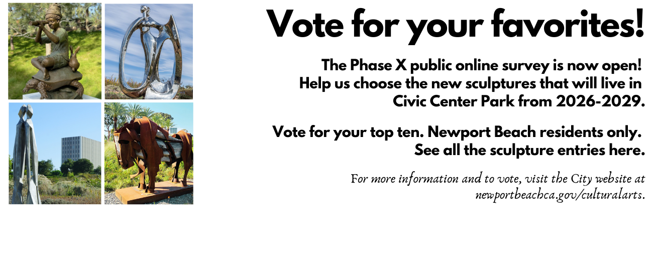 Phase X Public Online Poll will select the top 10 sculptures to be installed for Phase X of the Sculpture Exhibition in Civic Center Park